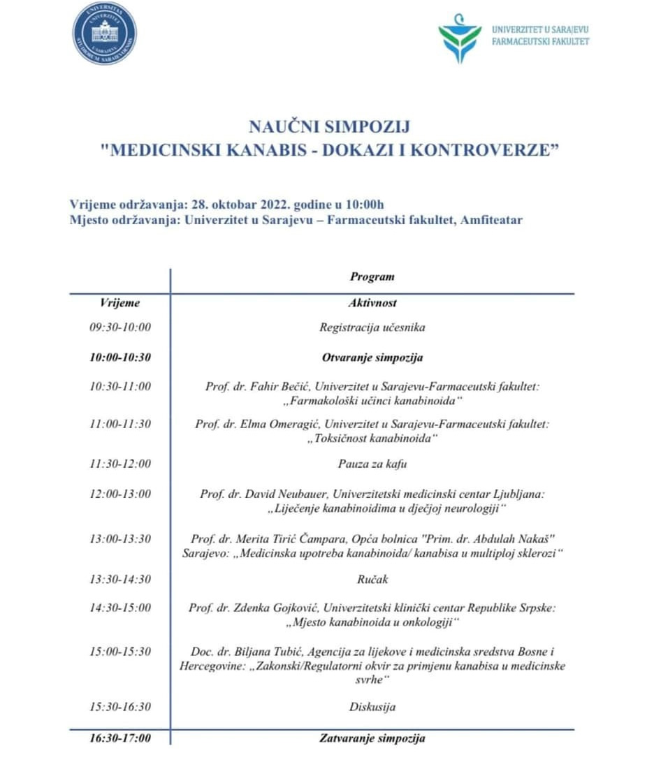 Naučni Simpozij - Medicinski kanabis - dokazi i kontroverze - Program